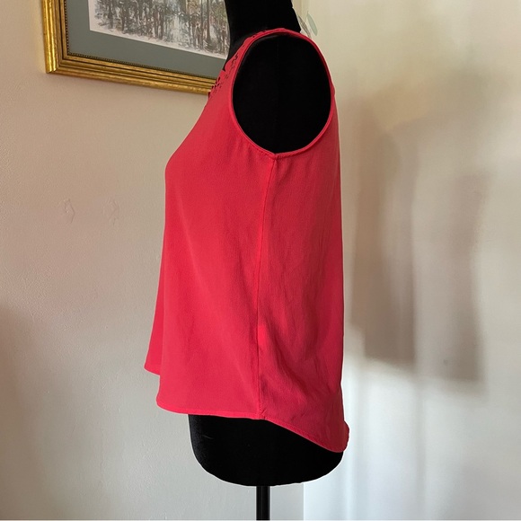 Papermoon Vibrant Coral Floral Cutout Tank Top NWT Size: XSP - Picture 4 of 12